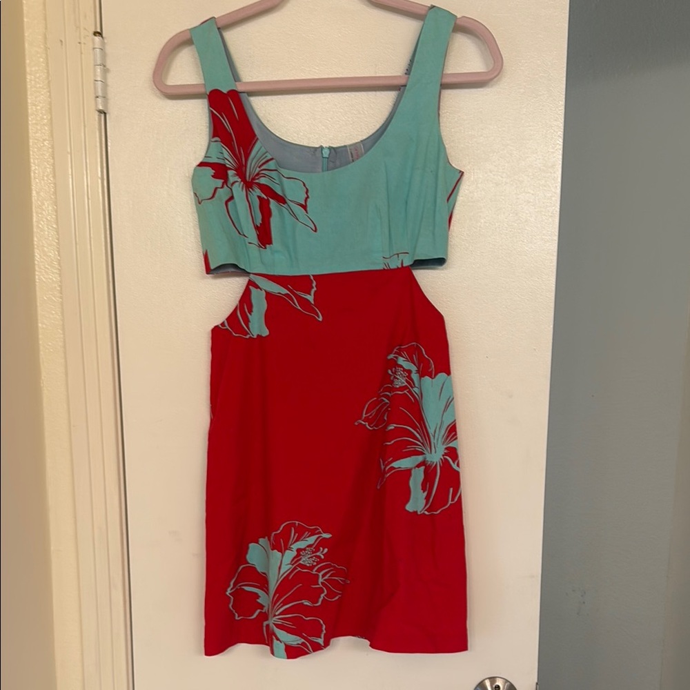 Oonagh by Nanette Lepore Red Sundress with Square Neck and Sleeveless Design